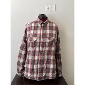 Field & Stream Flannel Shirt Men’s XL Gray Red Plaid Button Front Cotton